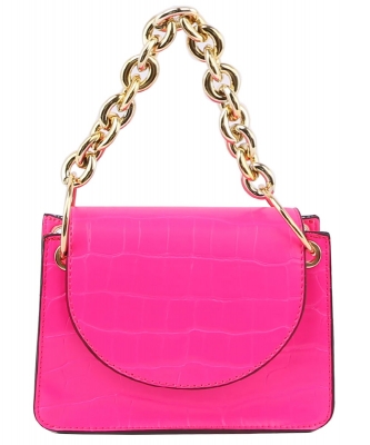 Croc Chain Link Convertible Bag Fanny Pack LHU428 NEON FUCHSIA
